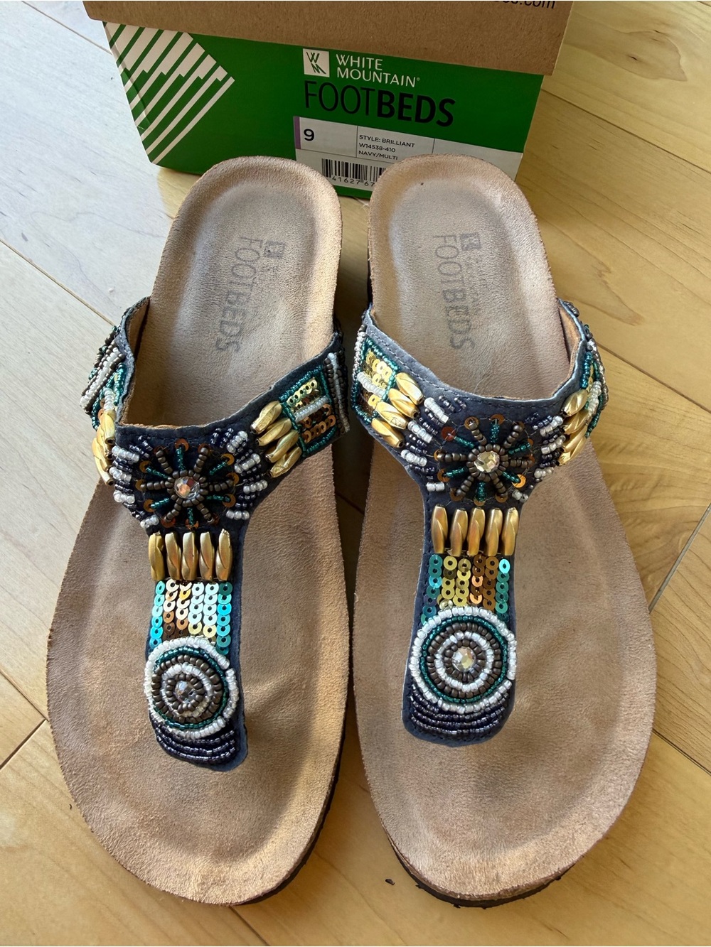 White Mountain Beaded Sandals size 9